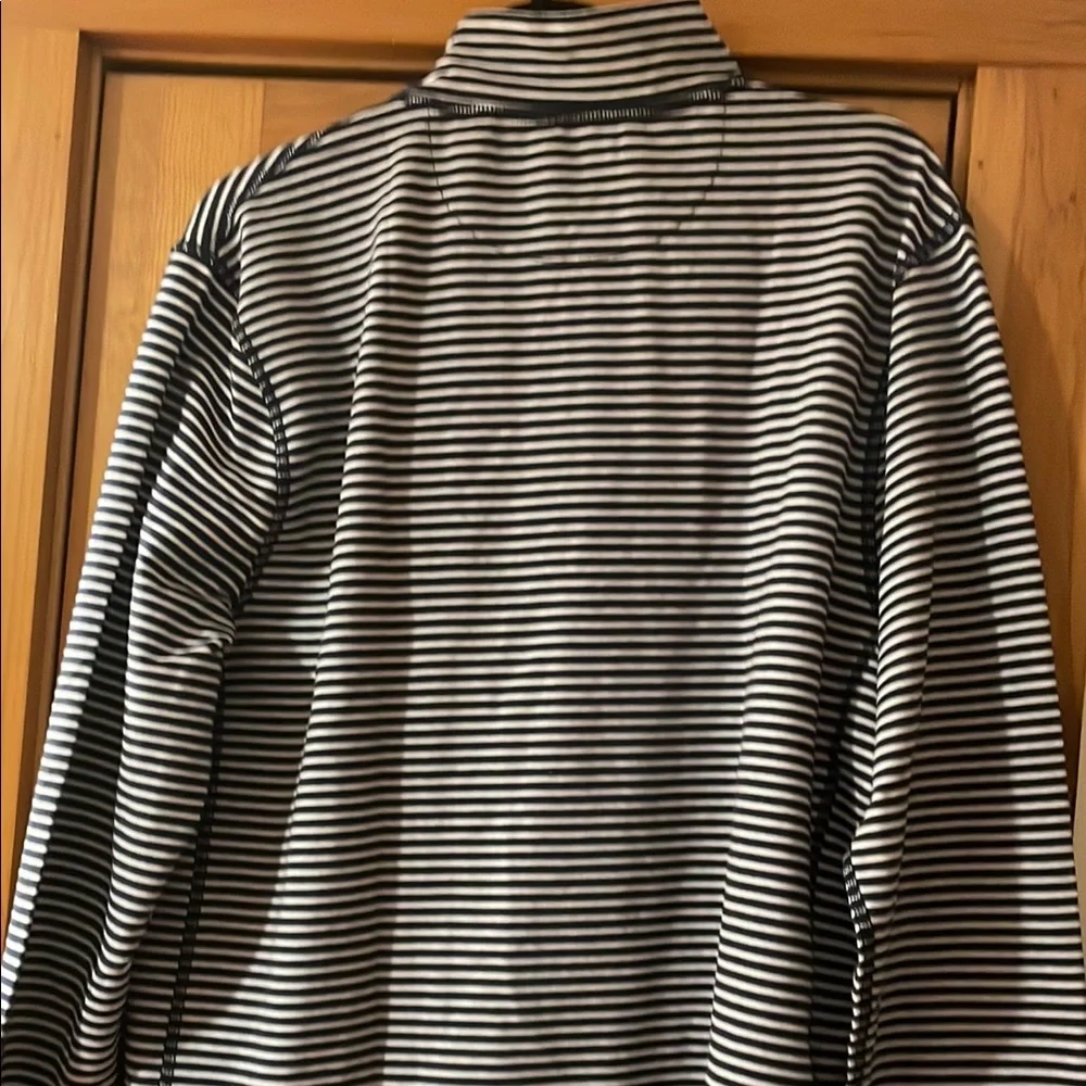 J.Crew Shirt Navy and White Striped Half-Zip Long Sleeve Nautical Mens Small - Picture 8 of 11